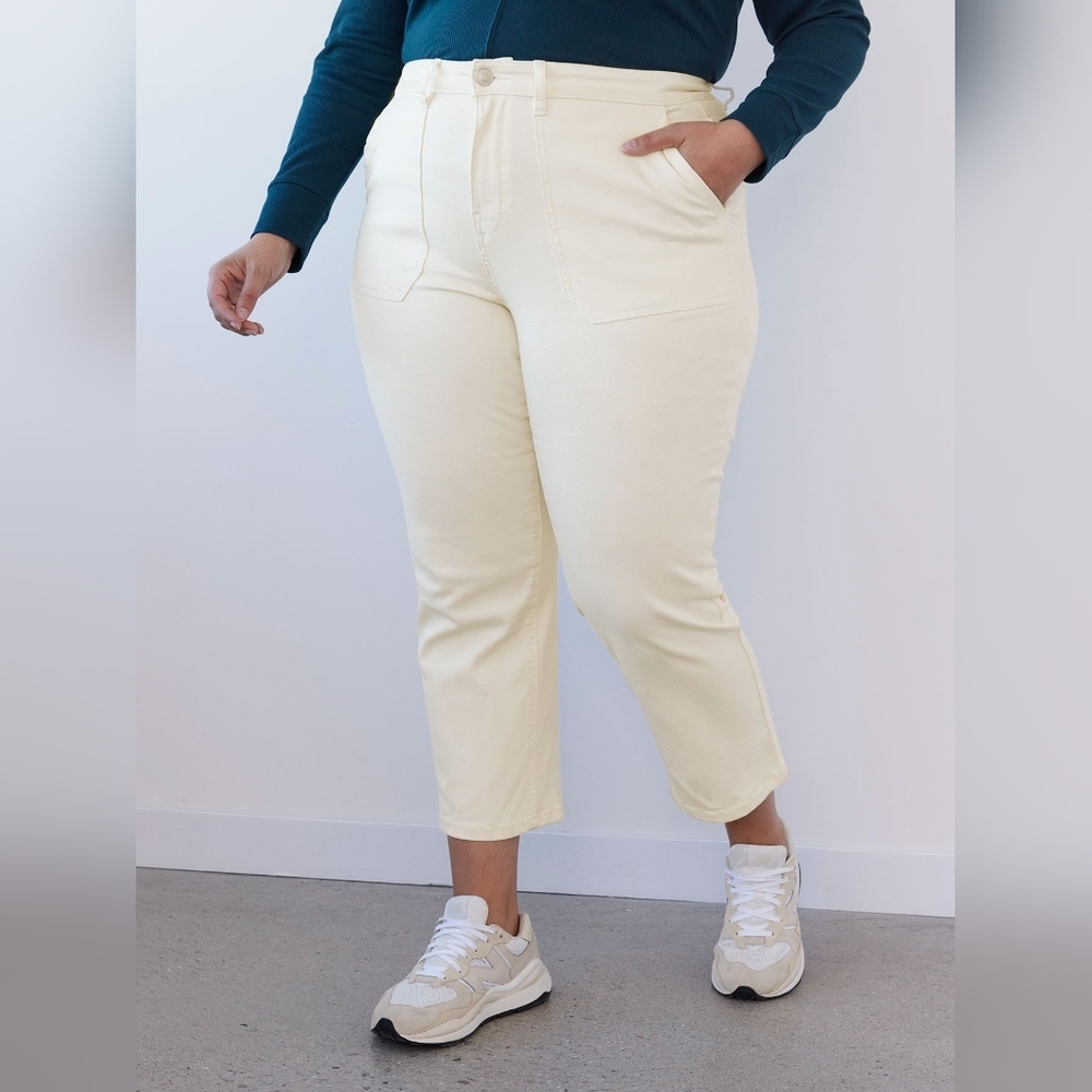 Penningtons Off White Straight Leg Jeans High Waisted Rise New NWT Ankle Crop 18